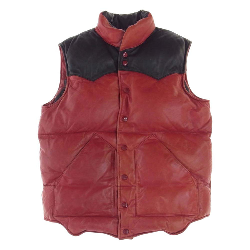 グリーム SHEEP LEATHER DOWN VEST オールレザー ダウン ベスト  ブラック系 レッド系 M【中古】