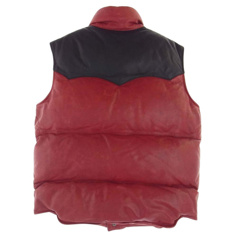 グリーム SHEEP LEATHER DOWN VEST オールレザー ダウン ベスト  ブラック系 レッド系 M【中古】