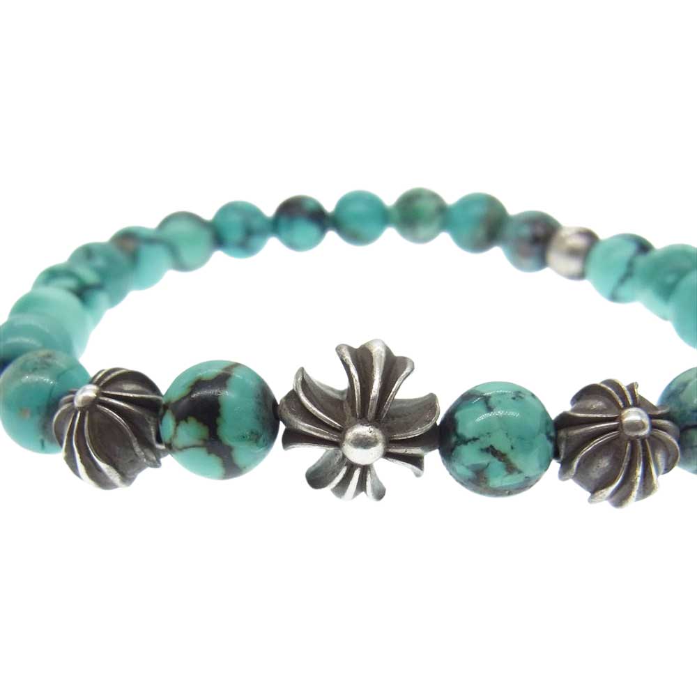 CHROME HEARTS クロムハーツ（原本有） BEAD 8mm  ターコイズ ビーズ ブレスレット ライトブルー系【中古】