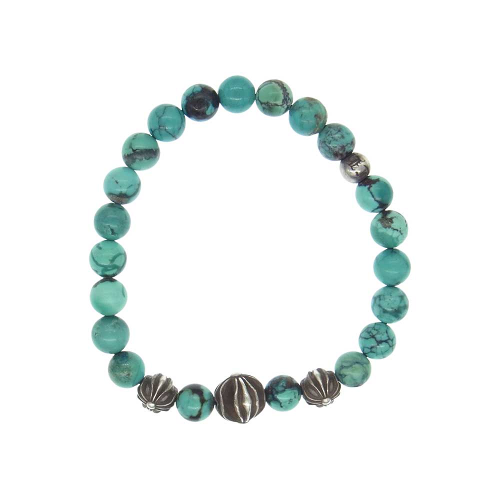 CHROME HEARTS クロムハーツ（原本有） BEAD 8mm  ターコイズ ビーズ ブレスレット ライトブルー系【中古】
