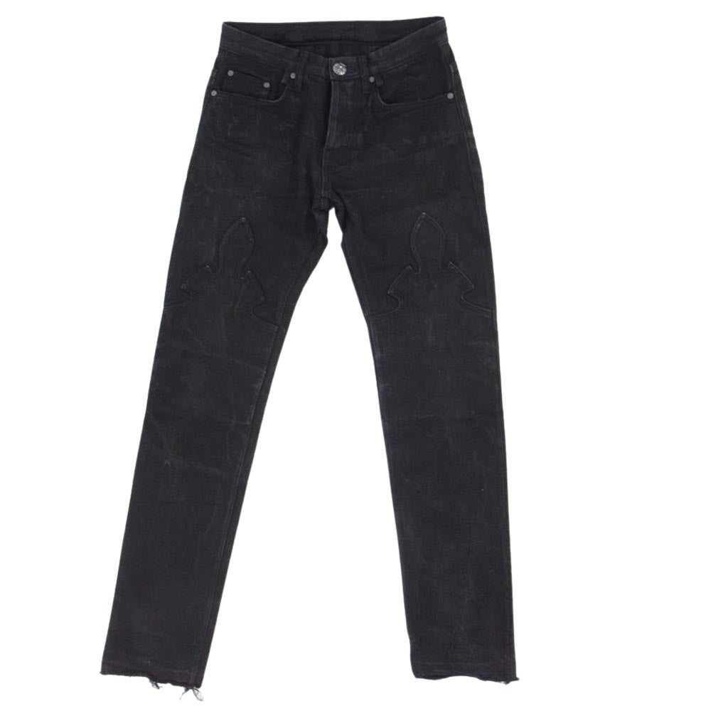 CHROME HEARTS クロムハーツ（原本無） フレアニー ウォッシュ ブラック デニム パンツ クロスボール ボタン ブラック系 28【中古】