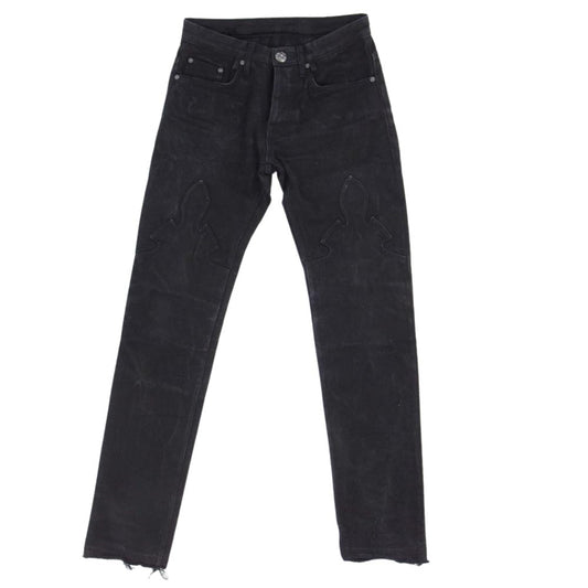 CHROME HEARTS クロムハーツ（原本無） フレアニー ウォッシュ ブラック デニム パンツ クロスボール ボタン ブラック系 28【中古】