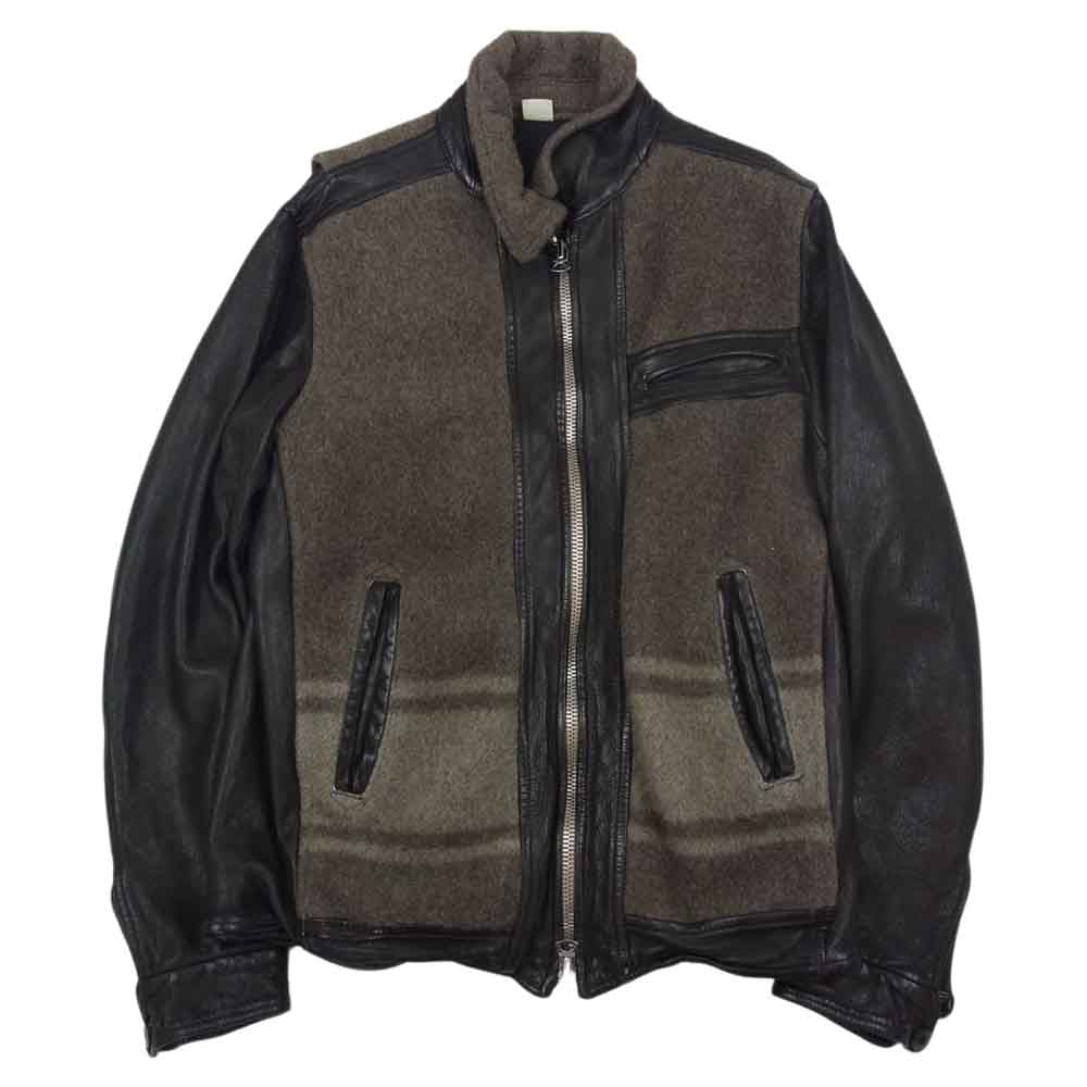 Ron Herman ロンハーマン 422040100-1079 国内正規品 グリズリー ジャケット 熊ジャン レザー ウール 切替 ブルゾン ブラウン系 S【中古】