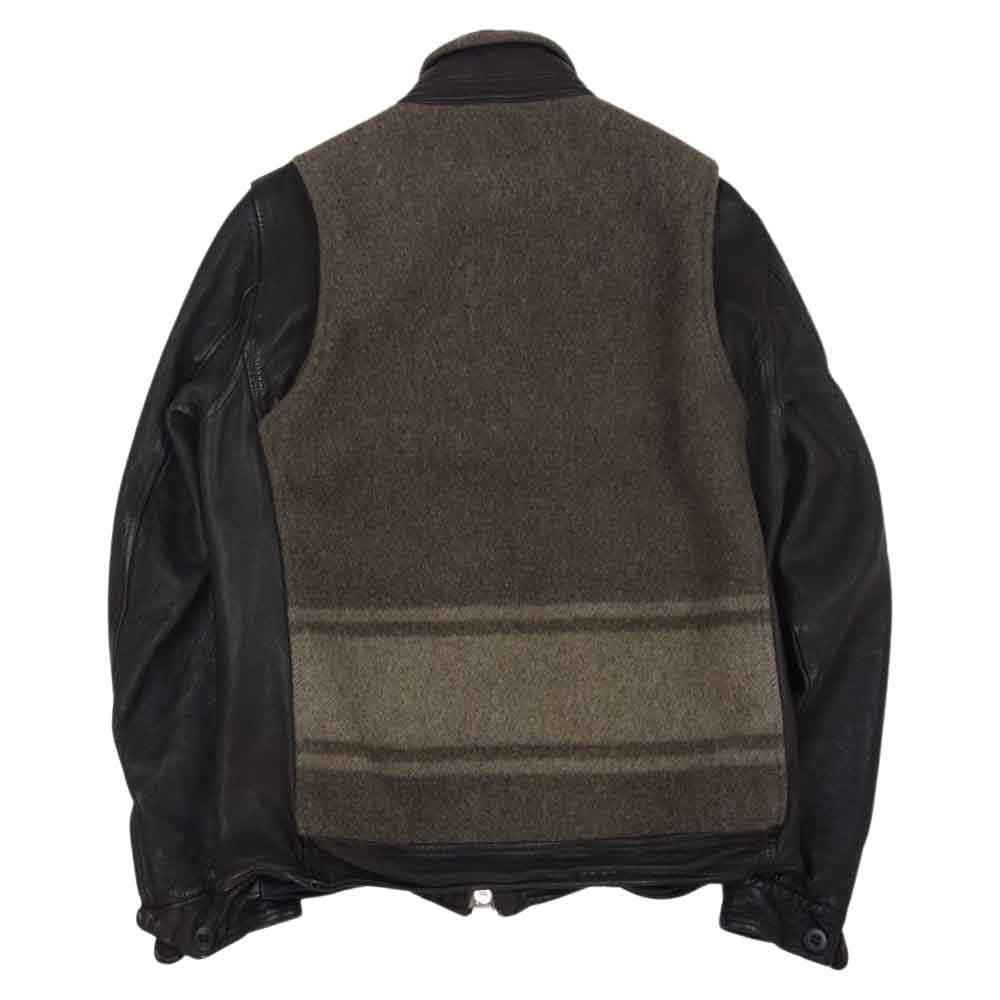 Ron Herman ロンハーマン 422040100-1079 国内正規品 グリズリー ジャケット 熊ジャン レザー ウール 切替 ブルゾン ブラウン系 S【中古】