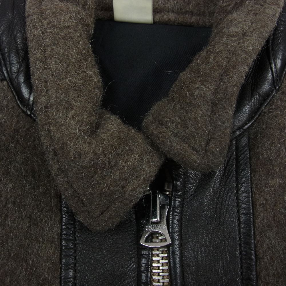 Ron Herman ロンハーマン 422040100-1079 国内正規品 グリズリー ジャケット 熊ジャン レザー ウール 切替 ブルゾン ブラウン系 S【中古】