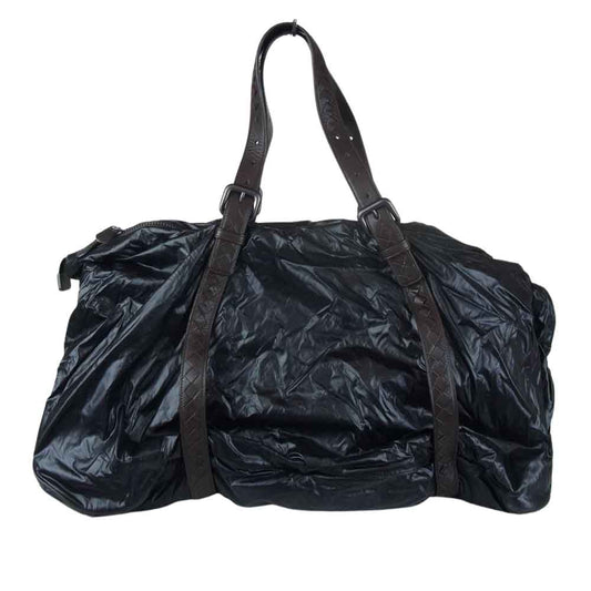 BOTTEGAVENETA ボッテガヴェネタ 244901 スピンネーカー イントレチャート ナイロン ボストンバッグ ブラック系【中古】