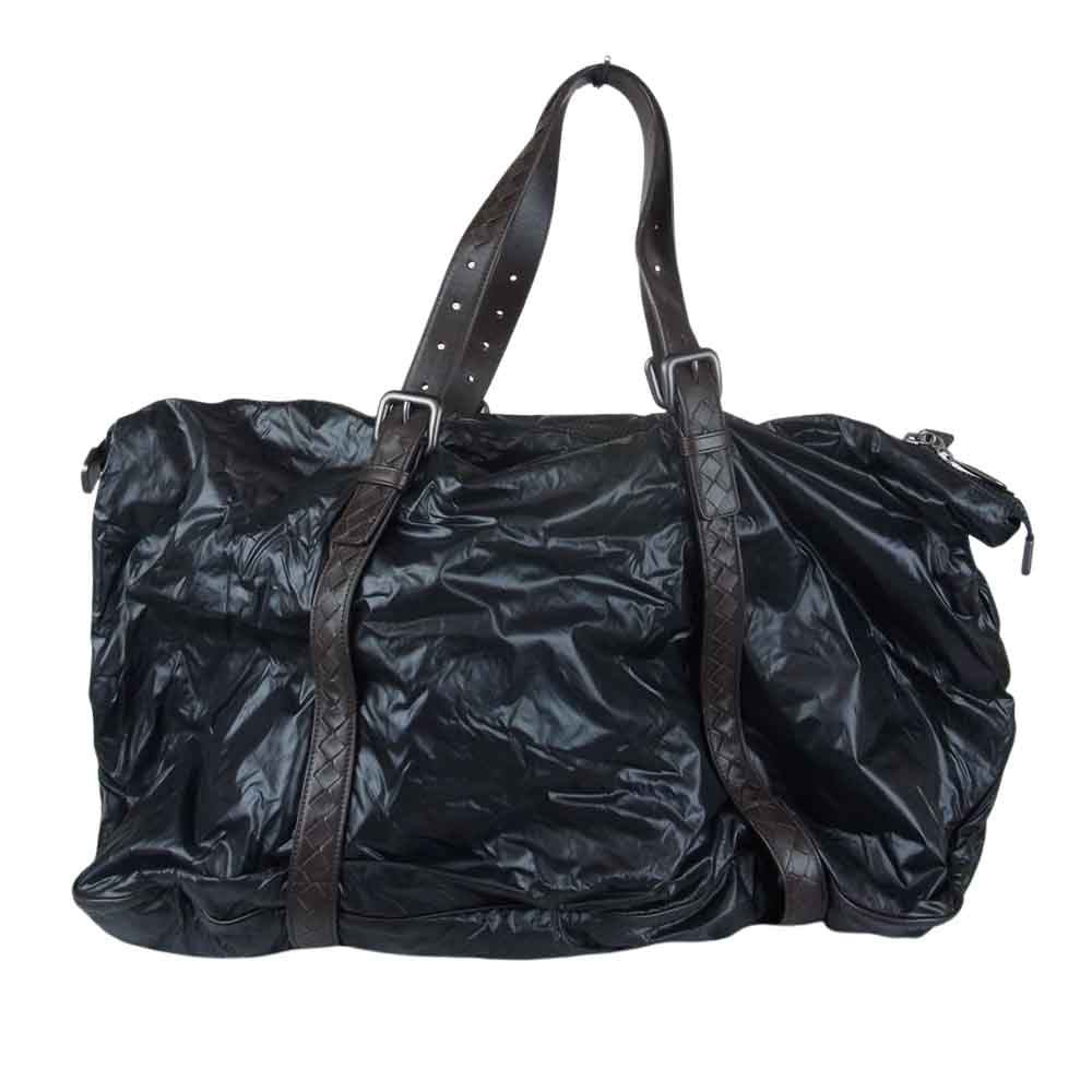 BOTTEGAVENETA ボッテガヴェネタ 244901 スピンネーカー イントレチャート ナイロン ボストンバッグ ブラック系【中古】
