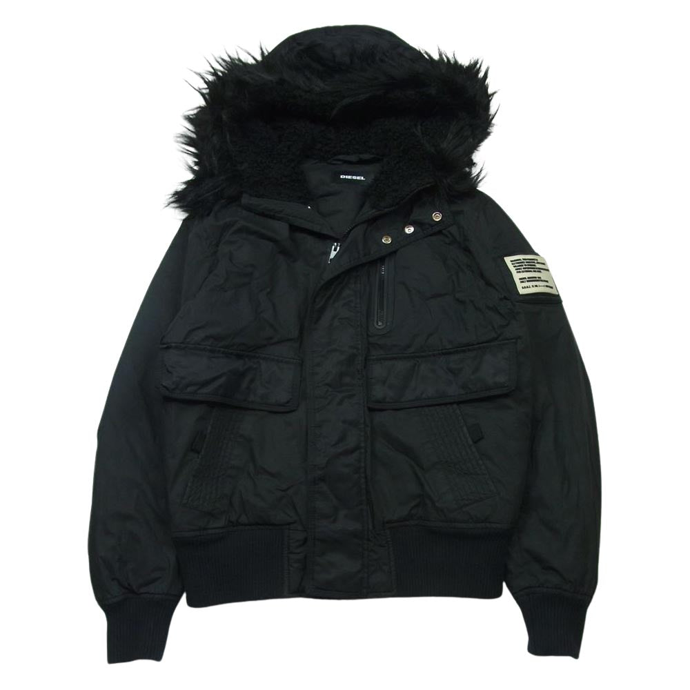 DIESEL ディーゼル コットン ナイロン 中綿 ボンバー ジャケット 中国製 ブラック系 M【中古】