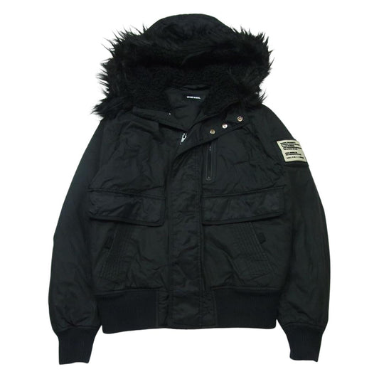 DIESEL ディーゼル コットン ナイロン 中綿 ボンバー ジャケット 中国製 ブラック系 M【中古】