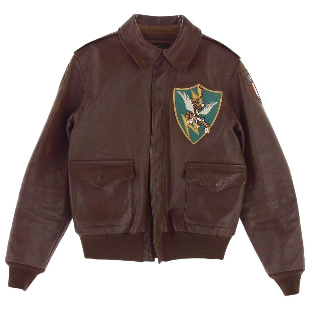 The REAL McCOY'S ザリアルマッコイズ 旧マッコイ ラフウェア 実名復刻 A-2 カスタム KUNMING JOE'S CBI レザー ジャケット  ブラウン系 38【中古】
