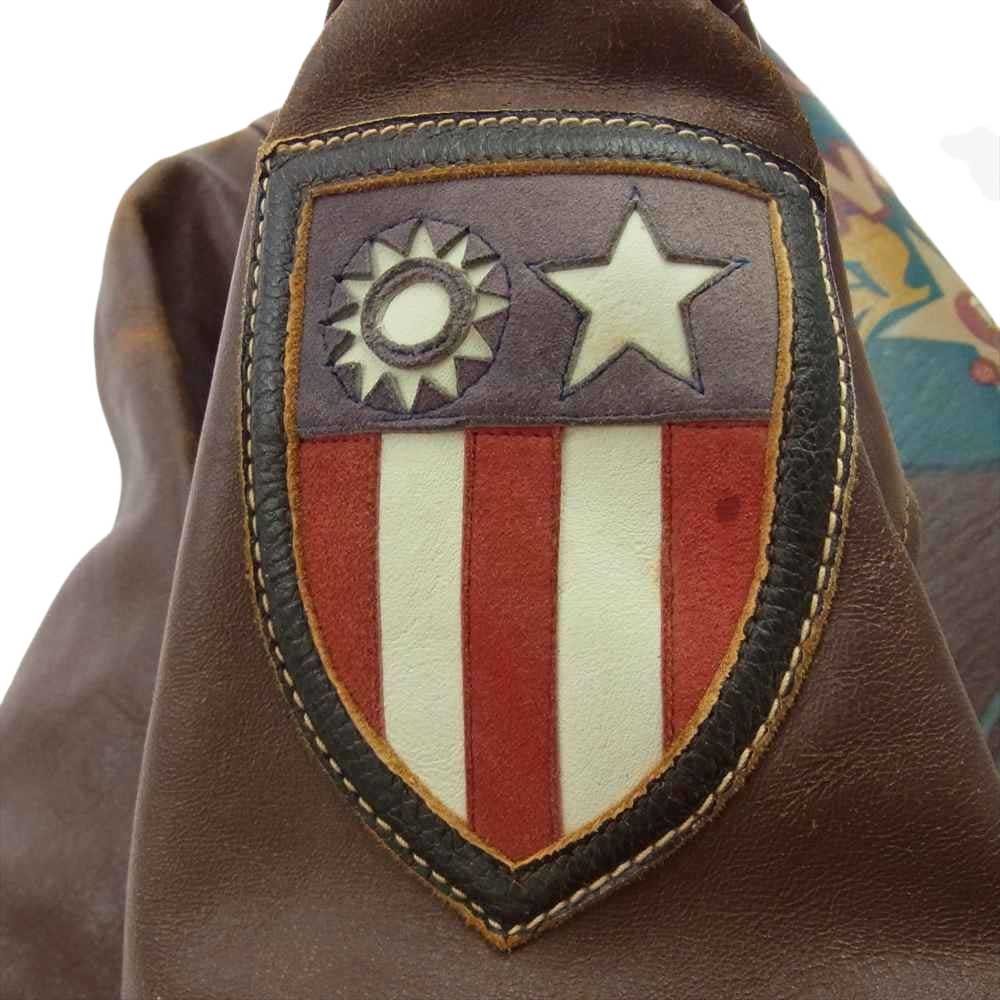 The REAL McCOY'S ザリアルマッコイズ 旧マッコイ ラフウェア 実名復刻 A-2 カスタム KUNMING JOE'S CBI レザー ジャケット  ブラウン系 38【中古】