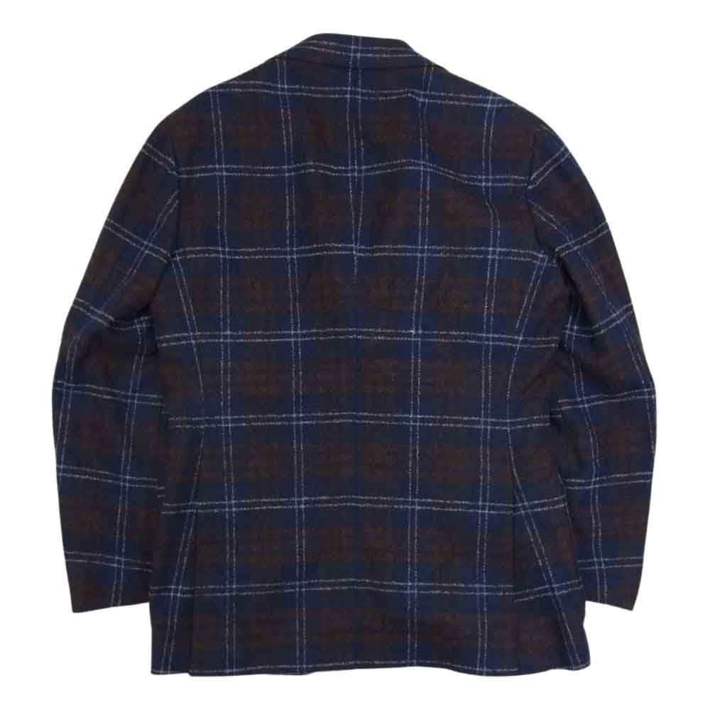 ブリッラ ペル イル グスト 24-16-0898-015 日本製 アルパカ混 ウール チェック テーラード ジャケット ネイビー系 46【中古】