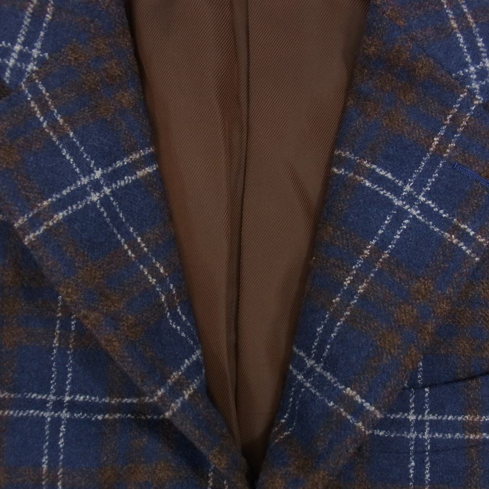 ブリッラ ペル イル グスト 24-16-0898-015 日本製 アルパカ混 ウール チェック テーラード ジャケット ネイビー系 46【中古】
