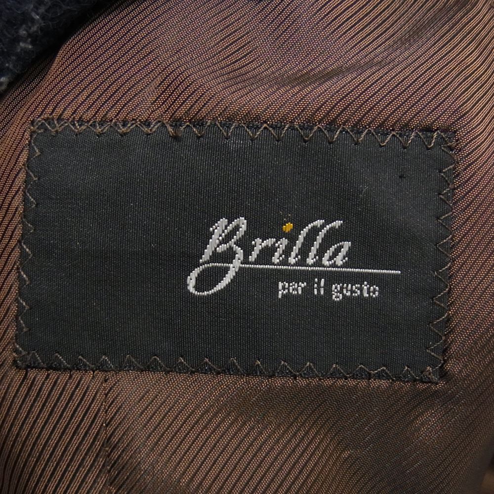 ブリッラ ペル イル グスト 24-16-0898-015 日本製 アルパカ混 ウール チェック テーラード ジャケット ネイビー系 46【中古】