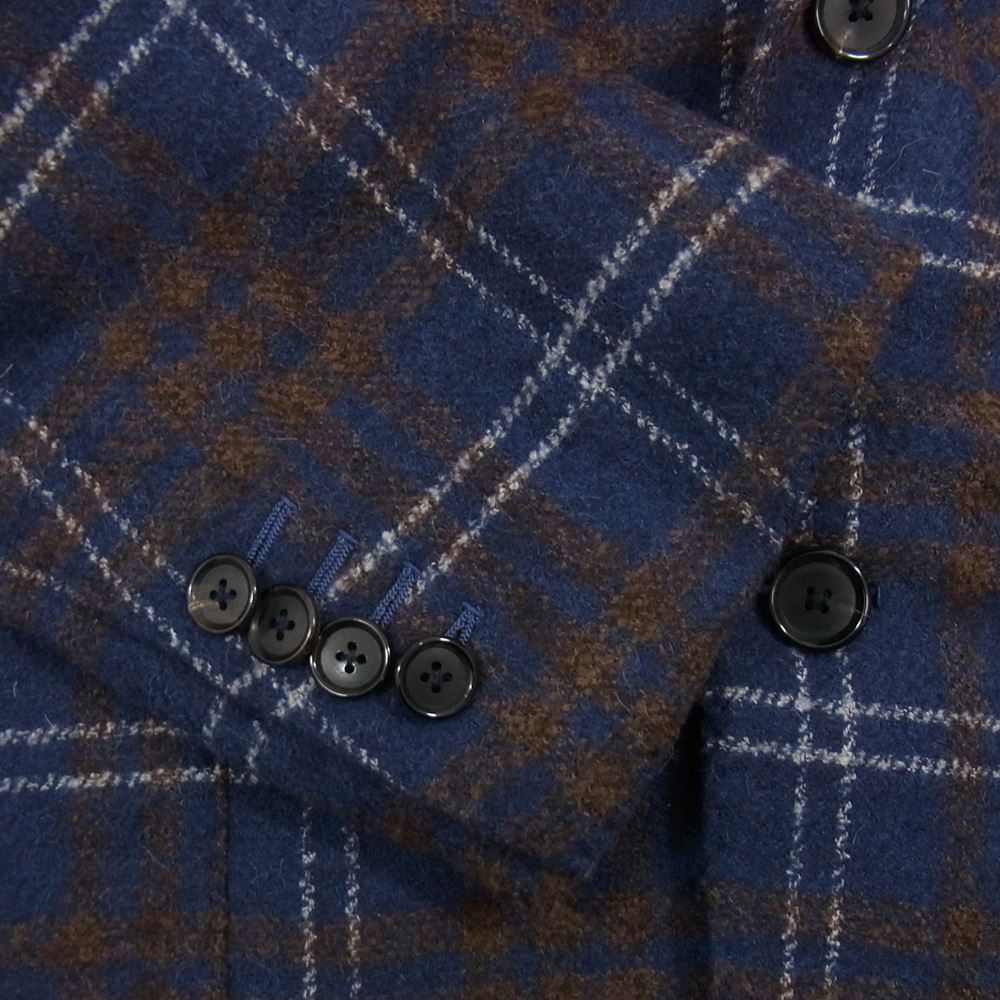 ブリッラ ペル イル グスト 24-16-0898-015 日本製 アルパカ混 ウール チェック テーラード ジャケット ネイビー系 46【中古】