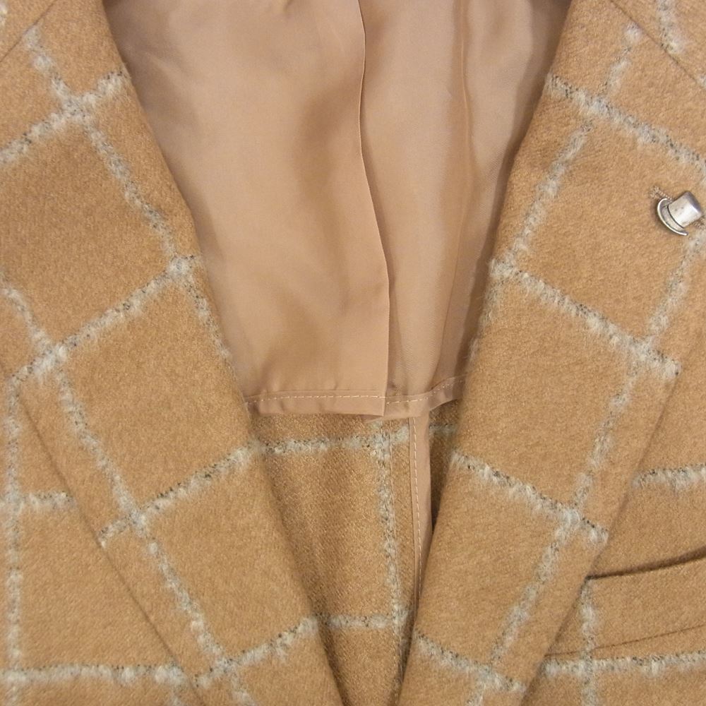 タリアトーレ 1SVF22K イタリア製 ウール チェック テーラード ジャケット ブラウン系 48【中古】