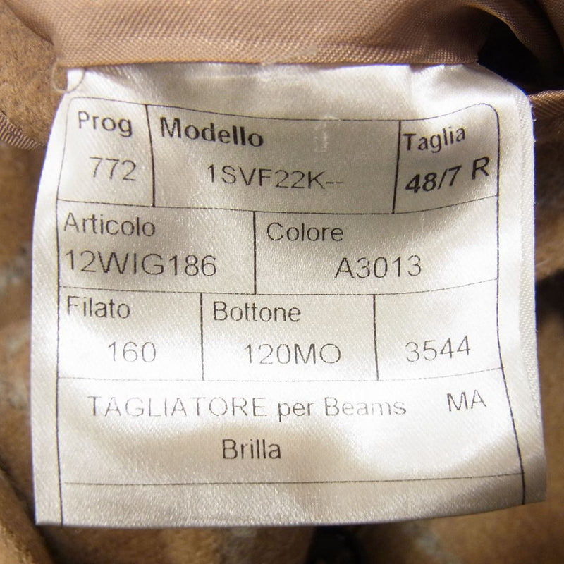タリアトーレ 1SVF22K イタリア製 ウール チェック テーラード ジャケット ブラウン系 48【中古】