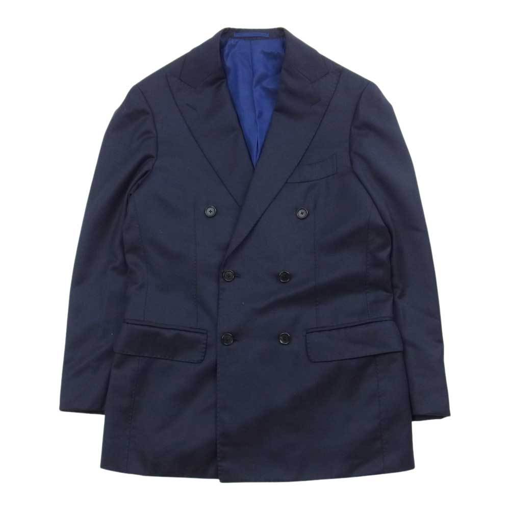 ブリッラ ペル イル グスト 日本製 ウール セットアップ ダブル テーラード ジャケット パンツ ネイビー系 ジャケット46　パンツ46【中古】