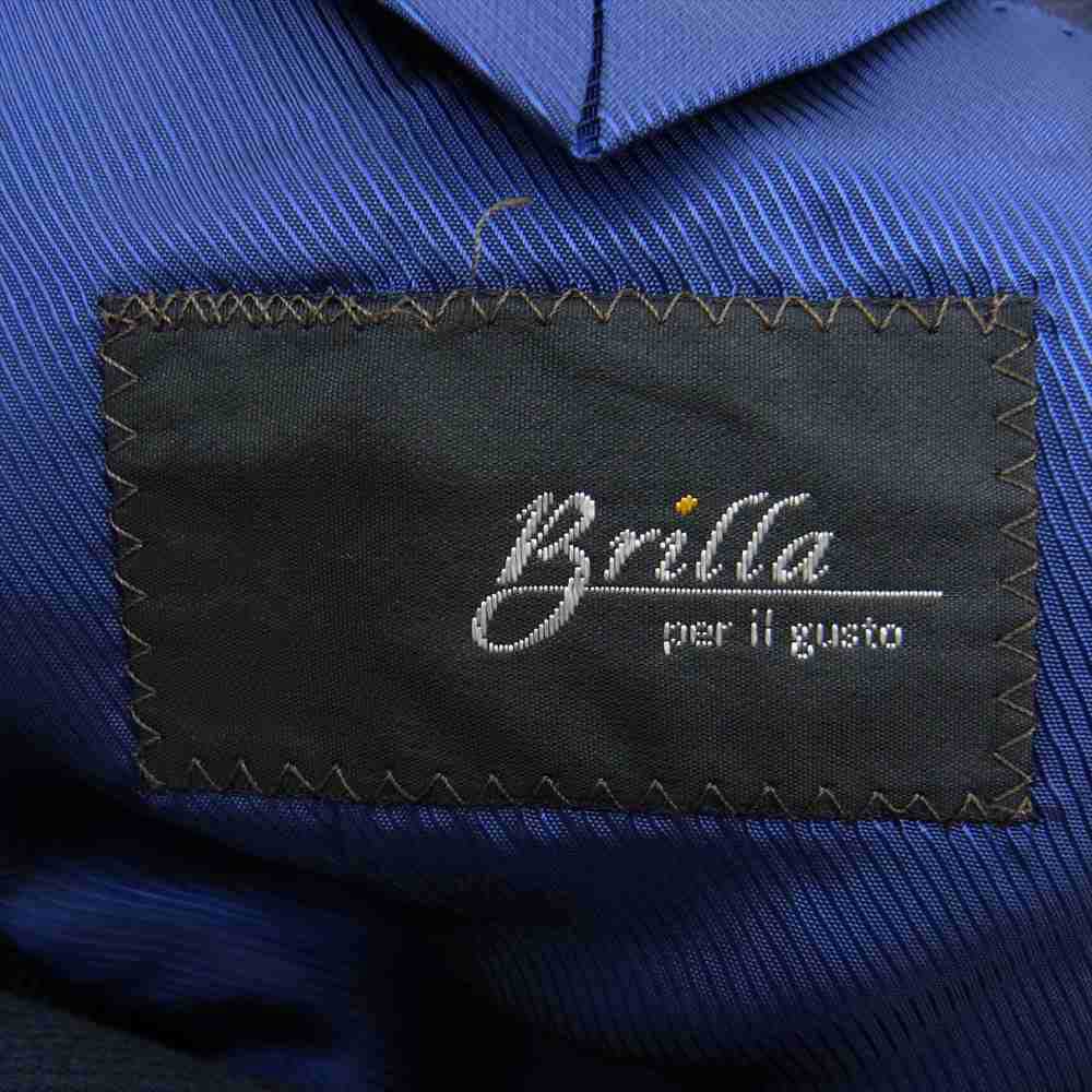 ブリッラ ペル イル グスト 日本製 ウール セットアップ ダブル テーラード ジャケット パンツ ネイビー系 ジャケット46　パンツ46【中古】