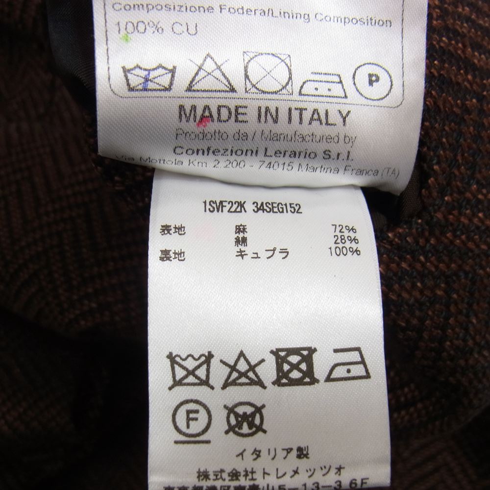 タリアトーレ 1SVF22K イタリア製 リネン コットン ヘリンボーン テーラード ジャケット ブラウン系 48【中古】