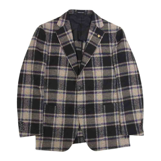 タリアトーレ 1SVS22K イタリア製 ウール チェック テーラード ジャケット グレー系 50【中古】