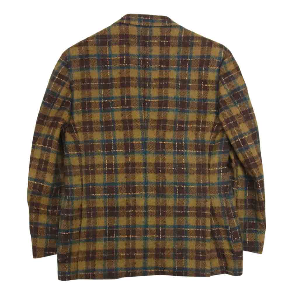 LARDINI ラルディーニ JF32526AQATR イタリア製 ブートニエール付 モヘア混 ウール チェック テーラード ジャケット カーキ系 50【中古】