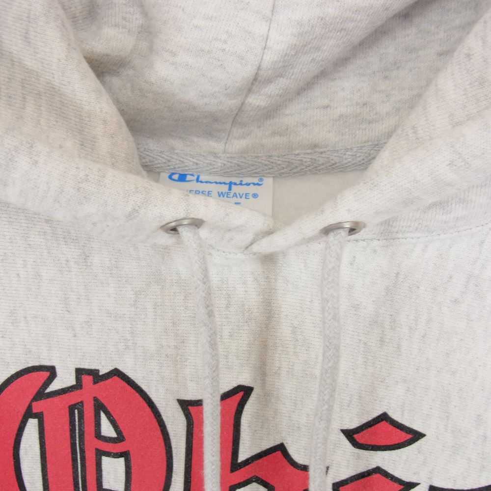 Champion チャンピオン 青単タグ 復刻 ohio state オールド イングリッシュ 書体 パーカー グレー系 XL【中古】