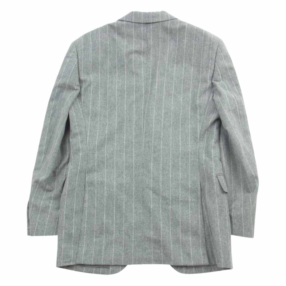 ビームスエフ ウール  ストライプ テーラード ジャケット パンツ セットアップ グレー グレー系 ジャケット95　パンツ95【美品】【中古】