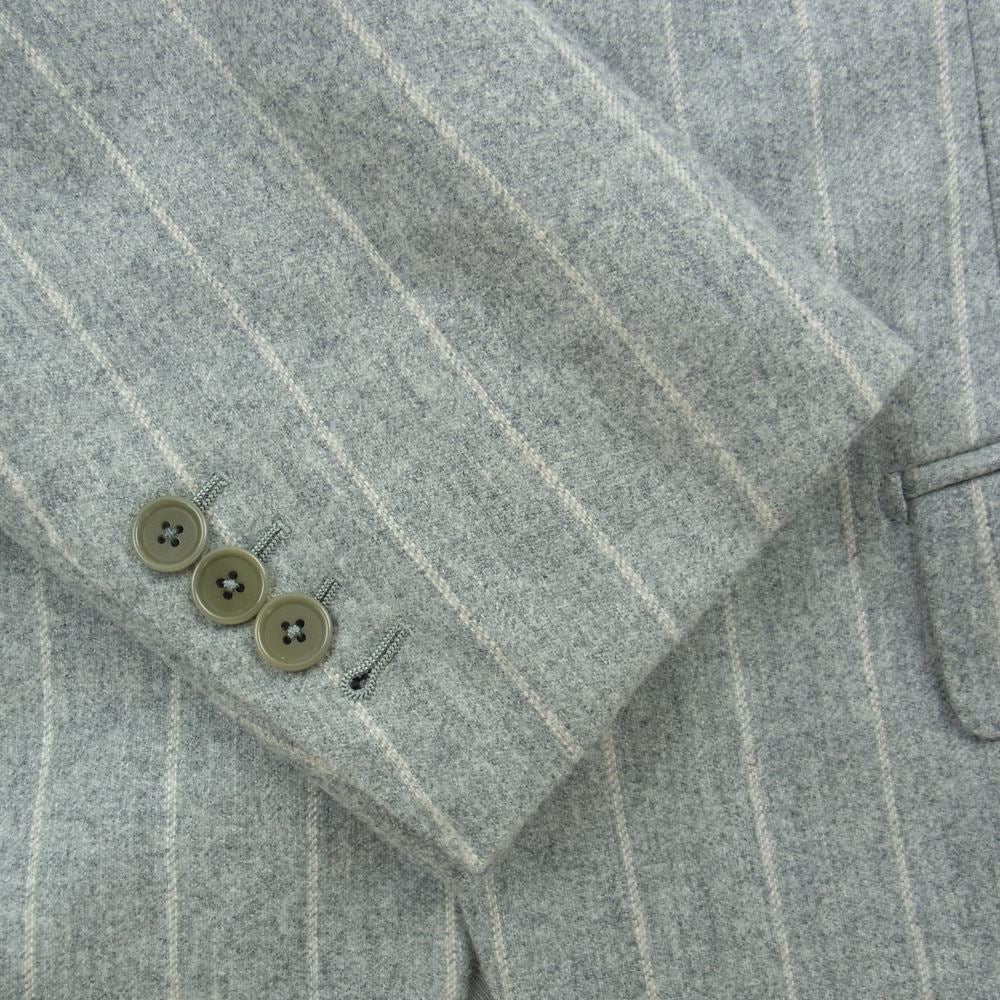 ビームスエフ ウール  ストライプ テーラード ジャケット パンツ セットアップ グレー グレー系 ジャケット95　パンツ95【美品】【中古】