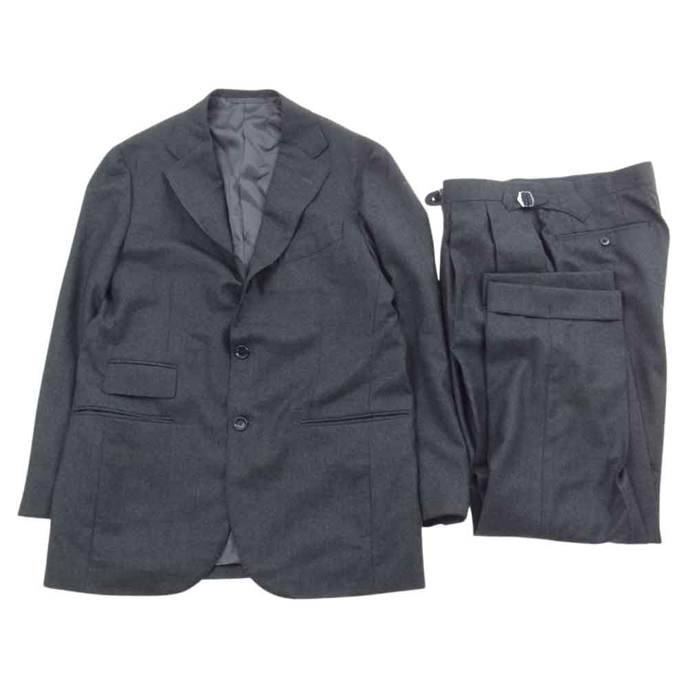 ビームスエフ ウール  テーラード ジャケット パンツ セットアップ ブラック グレー系 50 8R【美品】【中古】