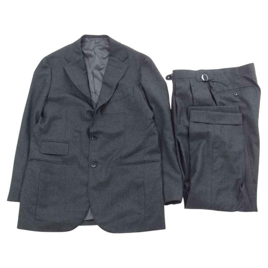 ビームスエフ ウール  テーラード ジャケット パンツ セットアップ ブラック グレー系 50 8R【美品】【中古】