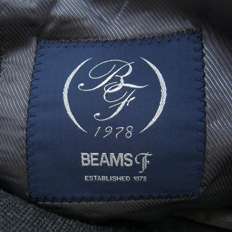 ビームスエフ ウール  テーラード ジャケット パンツ セットアップ ブラック グレー系 50 8R【美品】【中古】