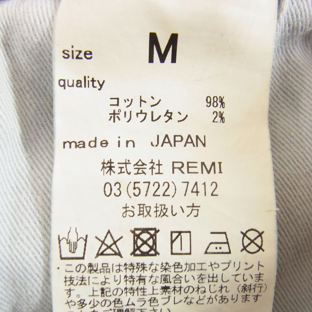 REMI RELIEF レミレリーフ ウエストドローコード ストレッチ イージー デニム パンツ インディゴブルー系 M【中古】