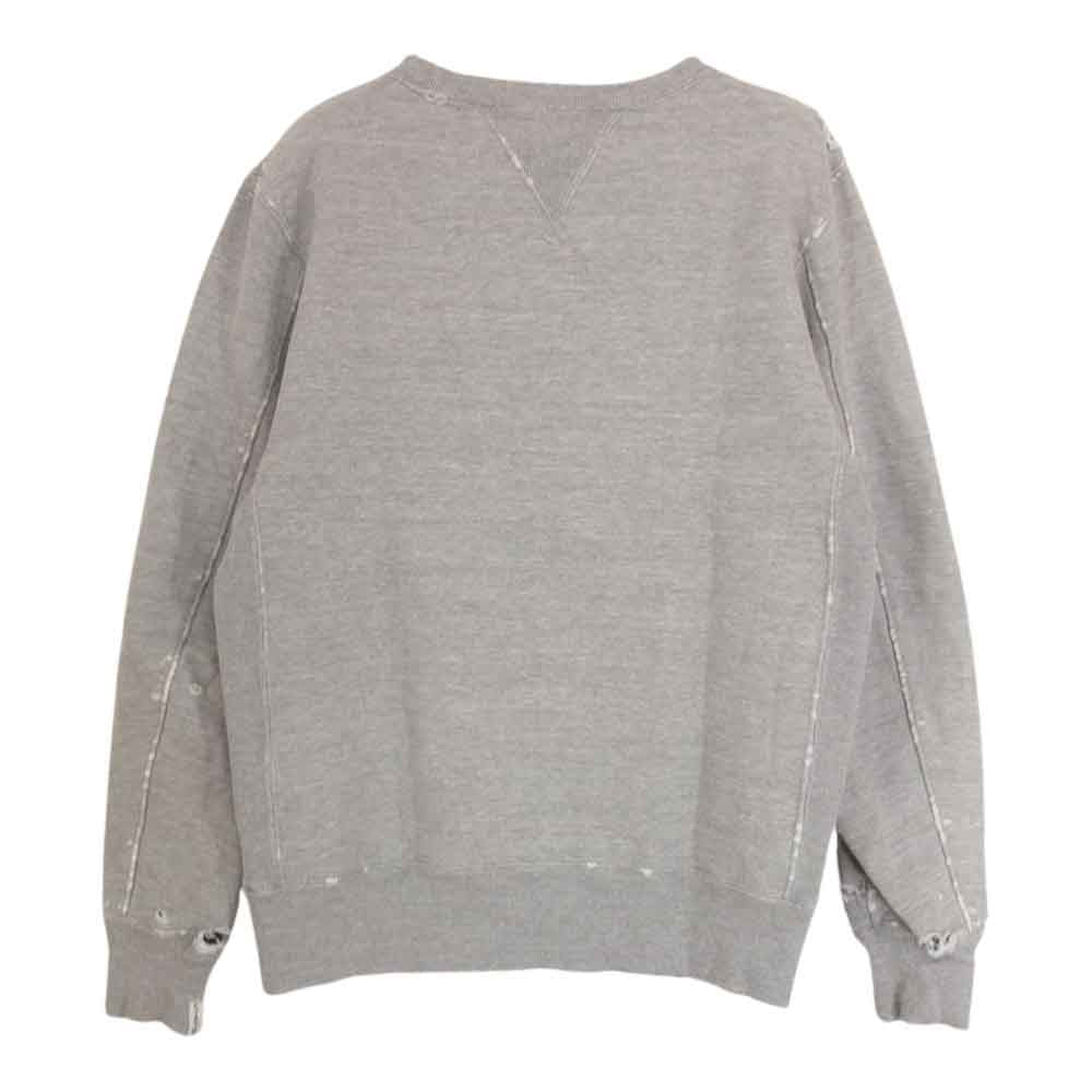 REMI RELIEF レミレリーフ ダメージ加工 両Vガゼット クルーネック スウェット トレーナー グレー系 S【中古】