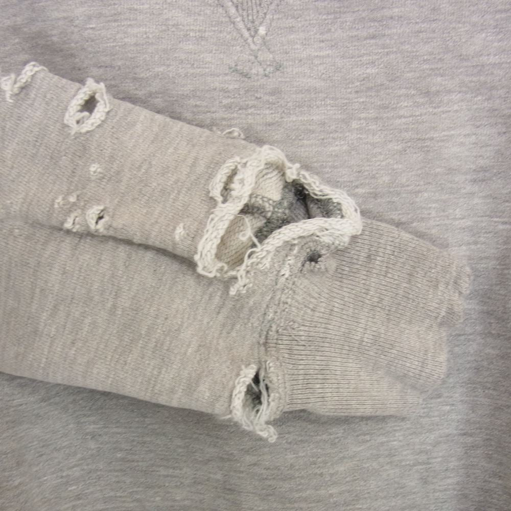 REMI RELIEF レミレリーフ ダメージ加工 両Vガゼット クルーネック