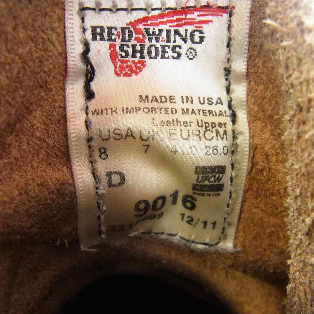 RED WING レッドウィング 9016 BECKMAN BOOT ベックマン レースアップ ブーツ ブラウン系 26.0cm【中古】