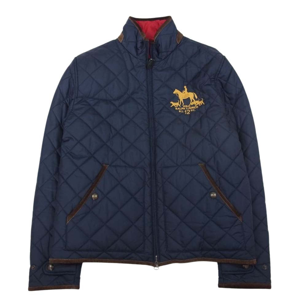 POLO RALPH LAUREN ポロ・ラルフローレン リバーシブル キルティング ナイロン ジャケット  ネイビー系 レッド系 M【中古】