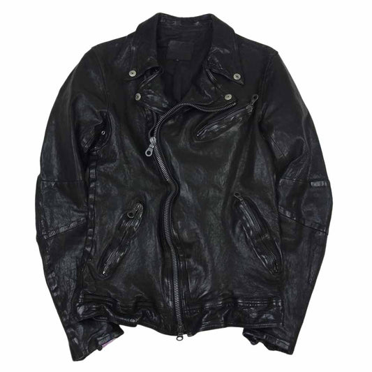 ISAMUKATAYAMA BACKLASH イサムカタヤマバックラッシュ 1148-02 ドイツタンニンカーフ製品染め レザー ダブルライダース ジャケット ブラック系 M【中古】