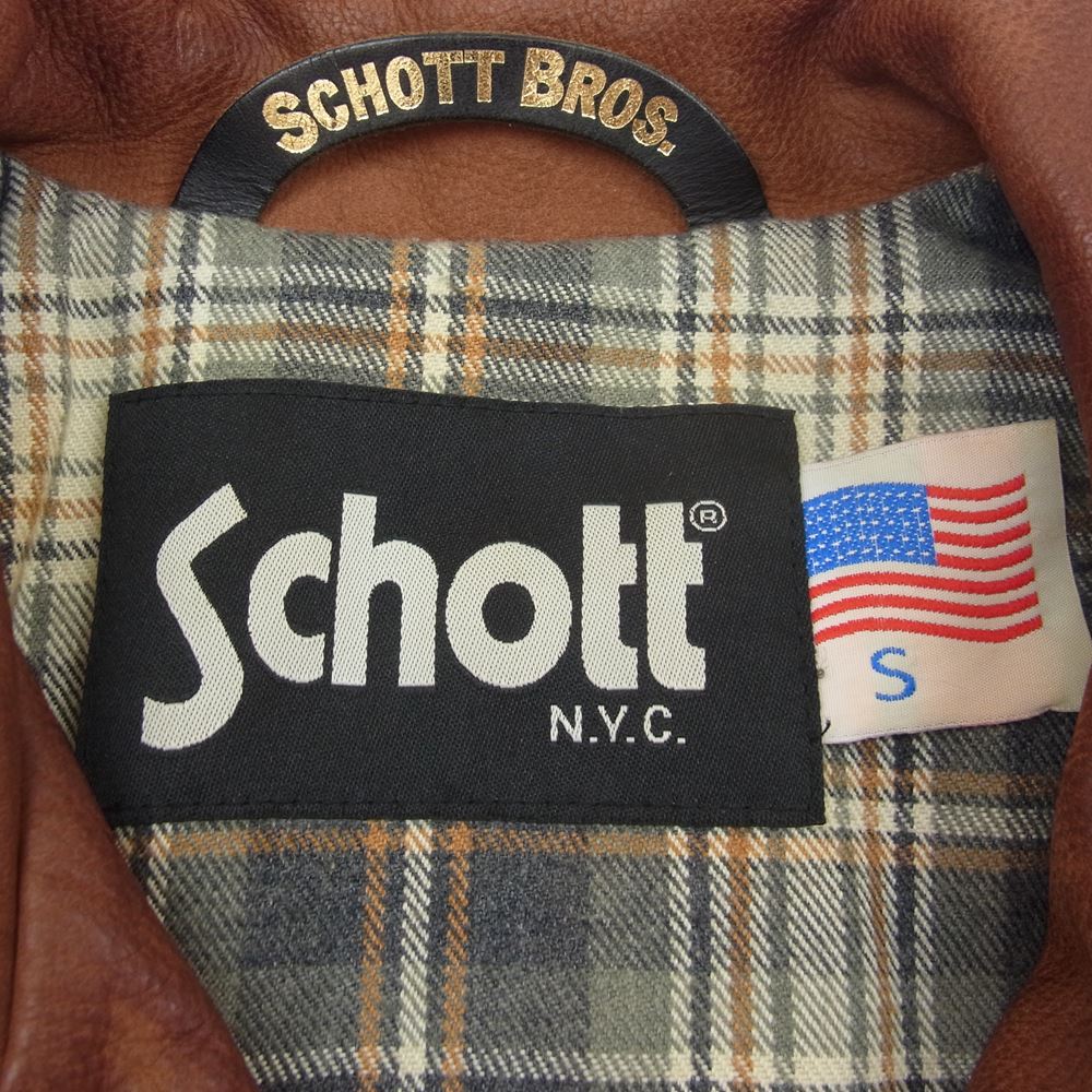 schott ショット 3121002 パテッド ダブル ライダース ジャケット ブラウン系 S【中古】
