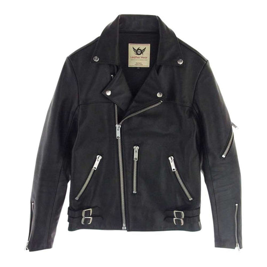 トリプルシックス LJM-12TF Leather Wear  タイトフィット ダブルライダース レザー ジャケット 革ジャン 小の字 ブラック系 34【中古】