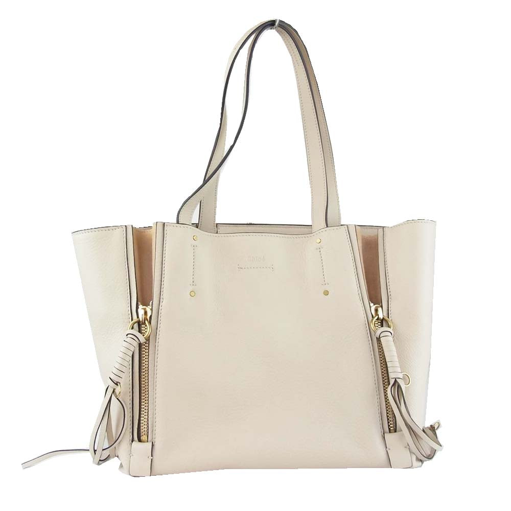 Chloe クロエ ミロ レザー トート バッグ オフホワイト系【中古】