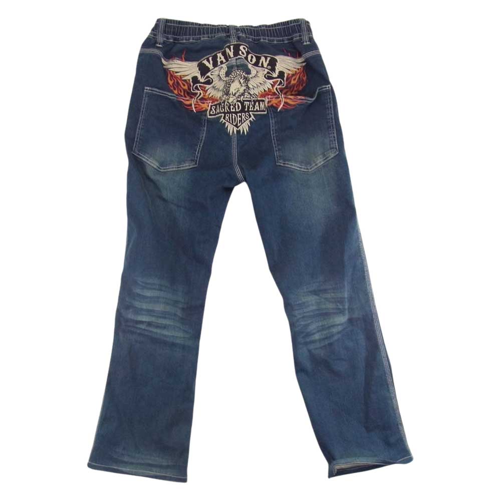VANSON バンソン イーグルエンブレム 13oz ユーズド 加工 ストレッチ デニム パンツ 2022年モデル インディゴブルー系 32【中古】