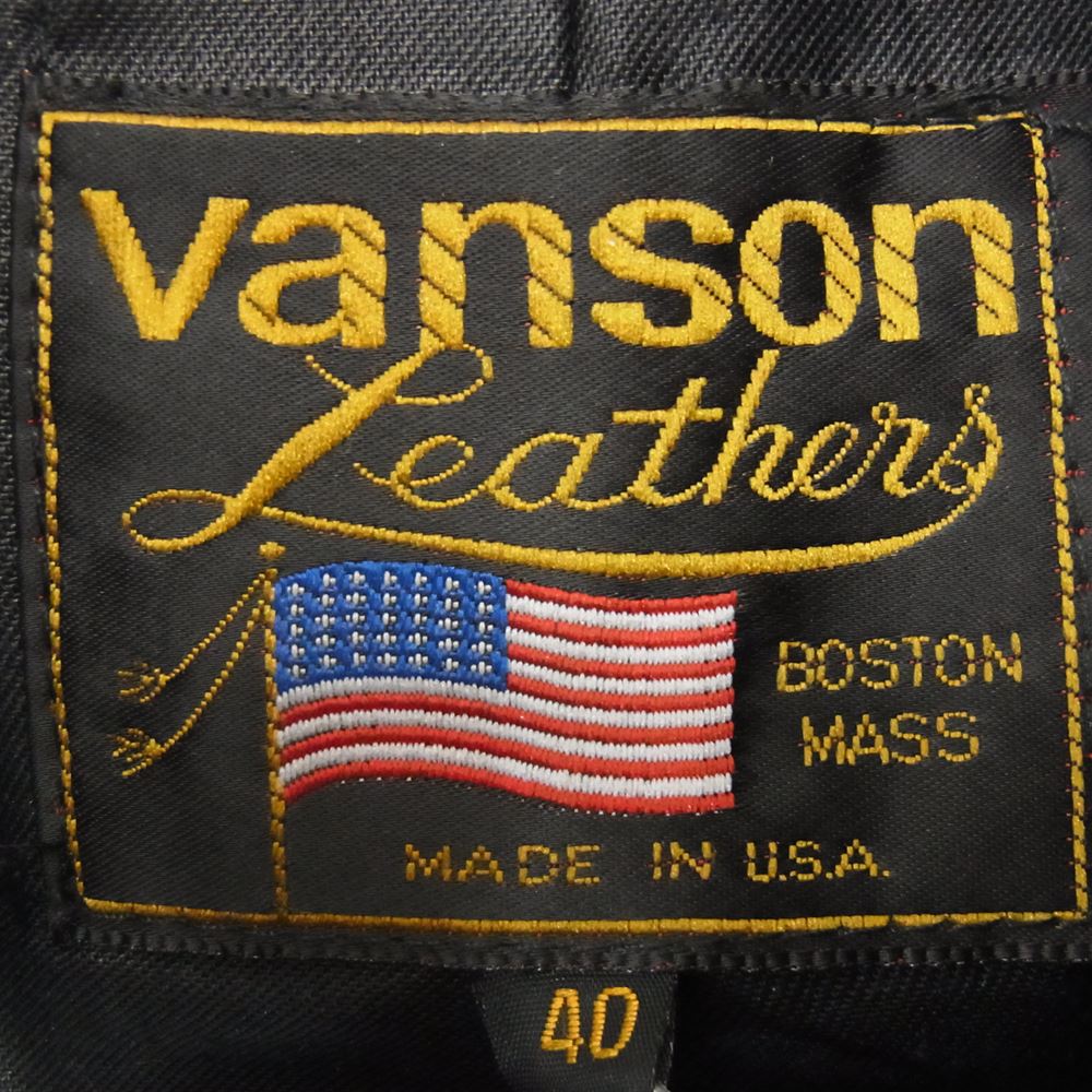 VANSON バンソン RJP シングル ライダース ブラック系 40【中古】