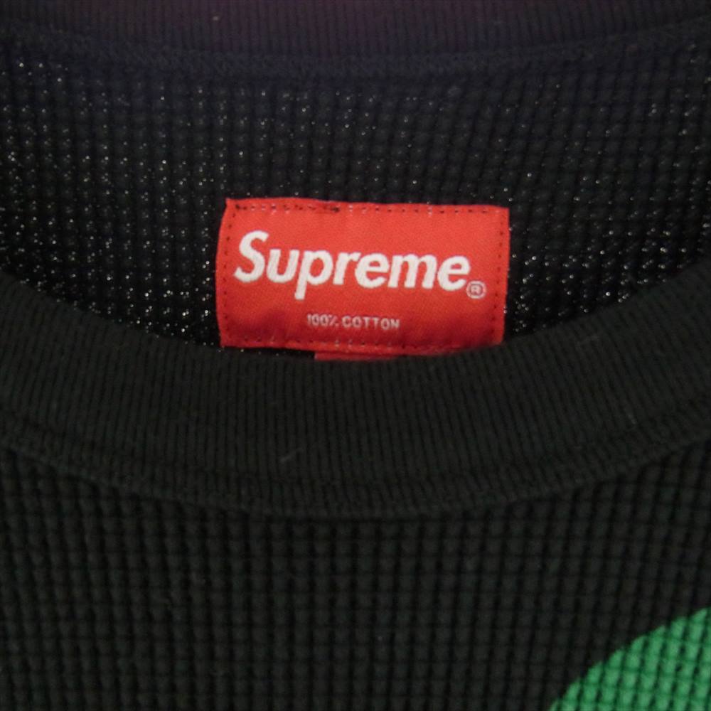 Supreme シュプリーム 18AW NY Waffle Thermal ニューヨーク 総ロゴ プリント サーマル 長袖 カットソー ブラック系 S【中古】