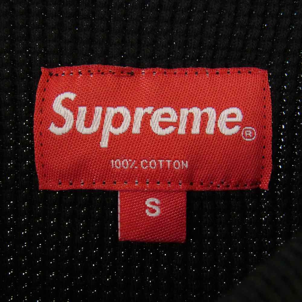 Supreme シュプリーム 18AW NY Waffle Thermal ニューヨーク 総ロゴ プリント サーマル 長袖 カットソー ブラック系 S【中古】