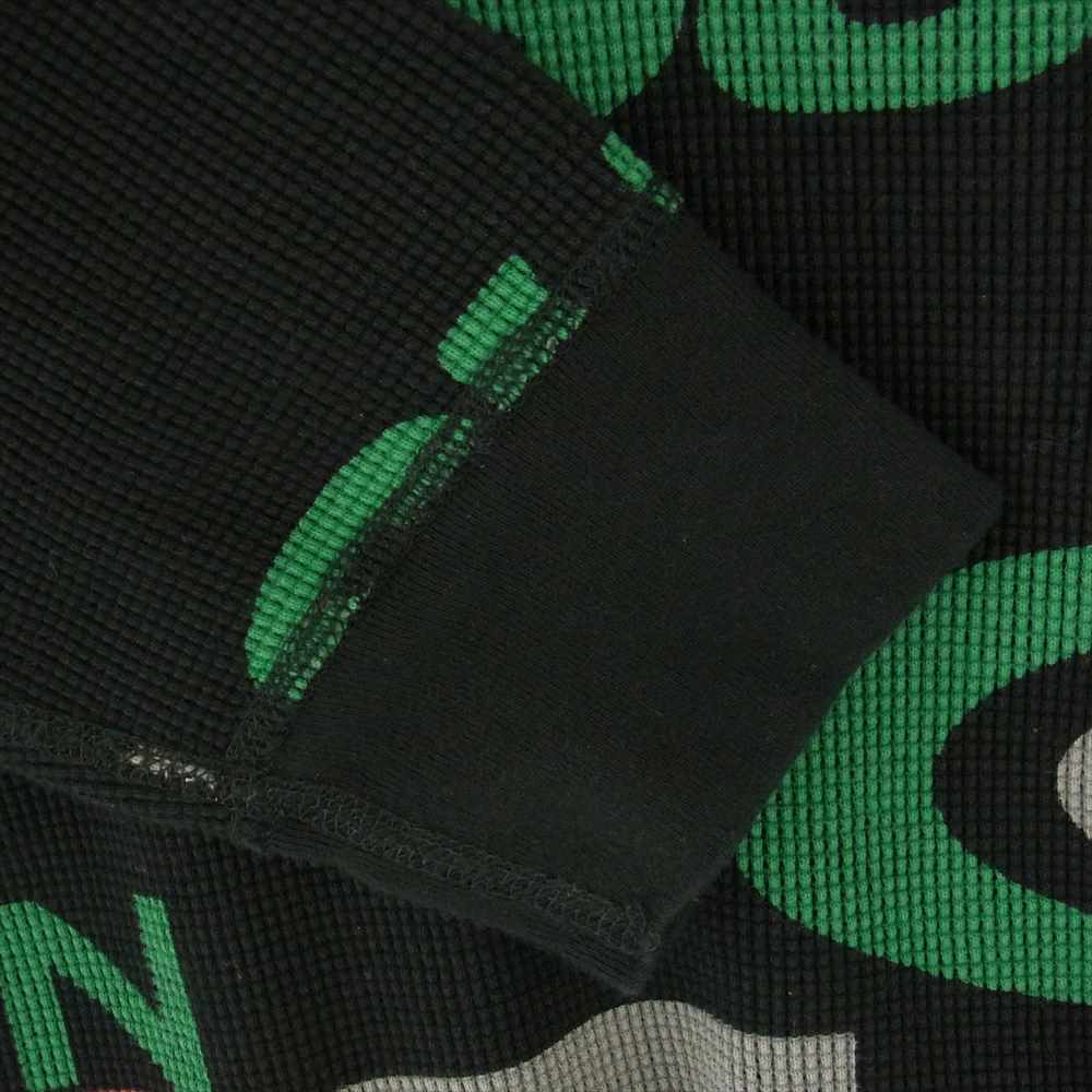 Supreme シュプリーム 18AW NY Waffle Thermal ニューヨーク 総ロゴ プリント サーマル 長袖 カットソー ブラック系 S【中古】