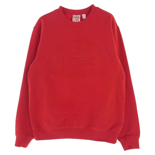 Supreme シュプリーム 18SS  LACOSTE ラコステ CREWNECK SWEAT SHIRT クルーネック スウェット レッド系【中古】