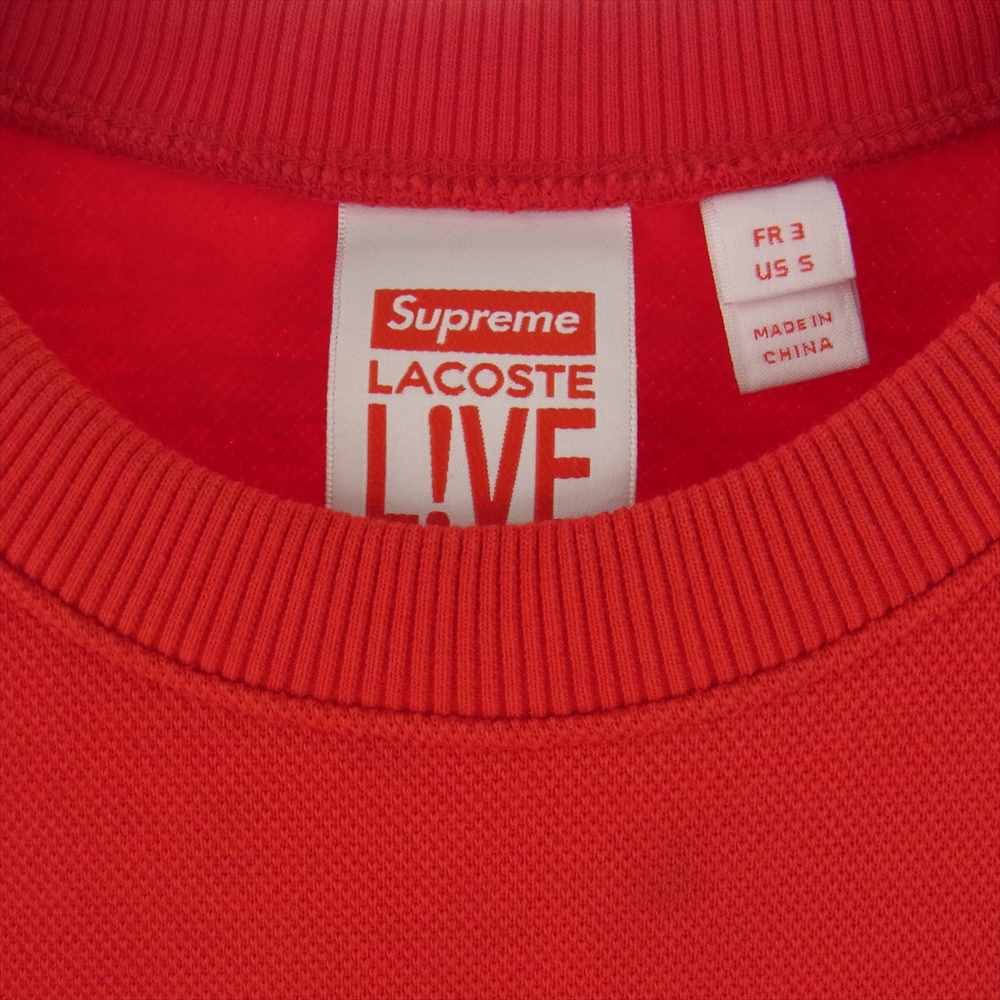 Supreme シュプリーム 18SS  LACOSTE ラコステ CREWNECK SWEAT SHIRT クルーネック スウェット レッド系【中古】