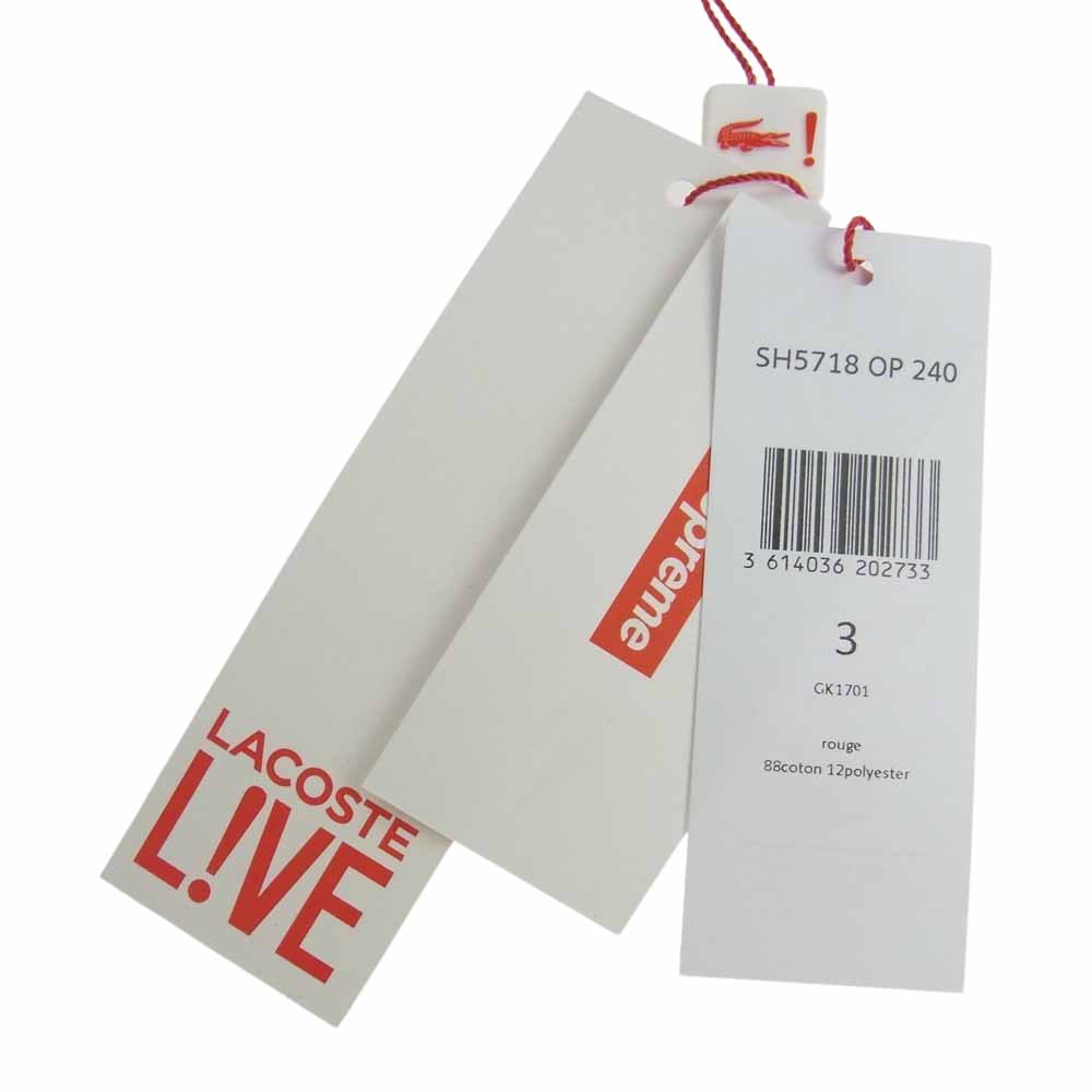 Supreme シュプリーム 18SS  LACOSTE ラコステ CREWNECK SWEAT SHIRT クルーネック スウェット レッド系【中古】