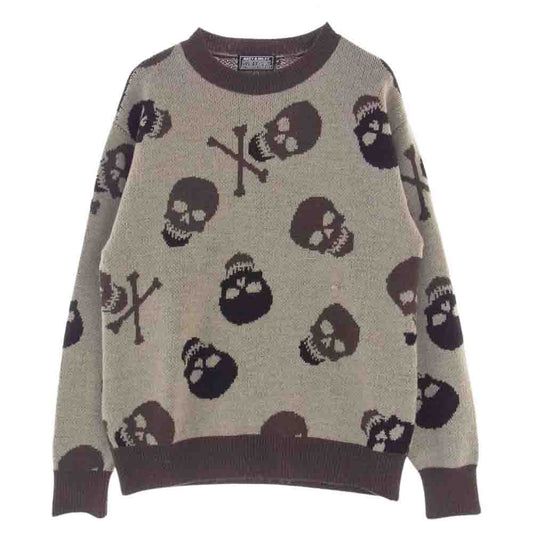 HYSTERIC GLAMOUR ヒステリックグラマー 02213NS05 DIZZY＆MILKY SKULL LEO柄 ジャカード プルオーバー ニット ブラウン系 M【中古】
